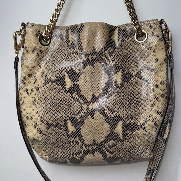 MICHAEL KORS Chain Python Leather JET SET Tote Hobo Convertible Shoulder Bag - Picture 1 of 8
